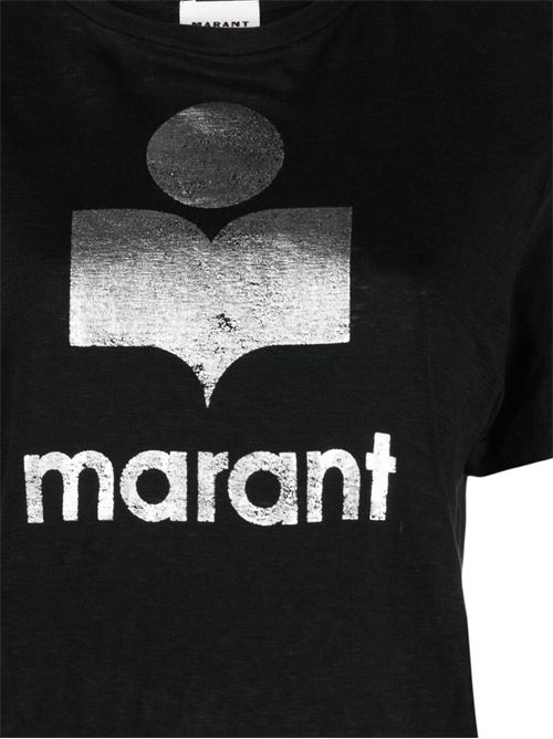 Black silver-tone T-shirt MARANT ETOILE | TS0001FBA1N10E01BK